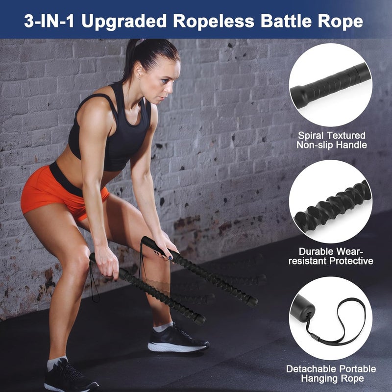 ASIEIT Ropeless Battle Ropes for Home Gym, Lightweight Battle Rope for Fitness Beginners, Portable Workout Ropes for Working Out, Durable Exercise Rope for Home Workout - 2PCS - Image 3